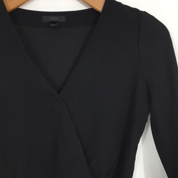 J Crew Black Drapy Faux Wrap Top Peplum Blouse - Picture 2 of 14